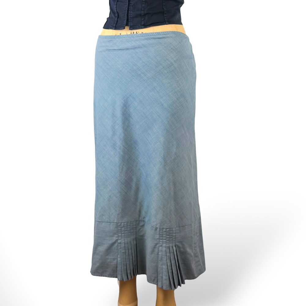 90s Pleated Hem Midi Skirt Banana Republic Cotton Minimalist Lightweight Size 12